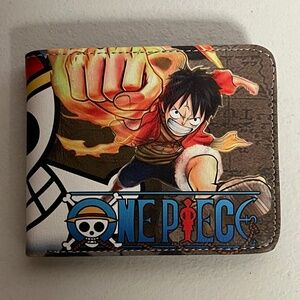 One Piece Luffy Punch Faux Leather Wallet New Blue Brown Anime Manga Zoro